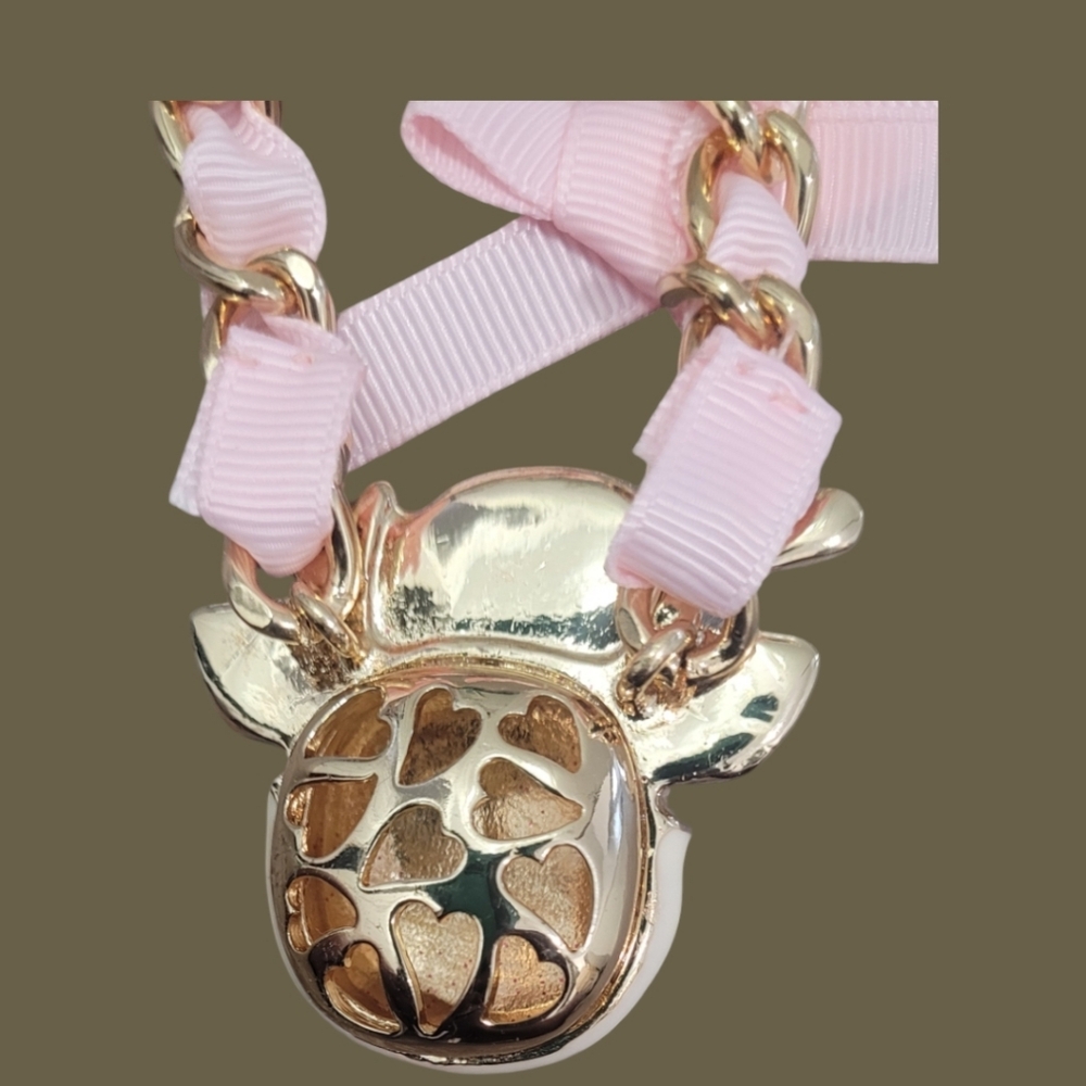 Betsey Johnson Faux Stone Jingle Bell Bling Christmas  Reindeer Necklace - Picture 6 of 9